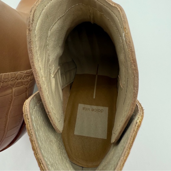 DOLCE VITA Rozane  Snakeskin-Embossed Leather Pointy Toes Slip On Booties SZ 6.5 - Picture 5 of 16